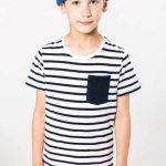 KIDS' STRIPED SHORT SLEEVE SAILOR T-SHIRT WITH POCKET