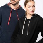 UNISEX CONTRAST PATTERNED HOODED SWEATSHIRT