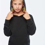 UNISEX KIDS CONTRAST PATTERNED HOODED SWEATSHIRT