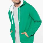 MEN'S CONTRAST HOODED FULL ZIP SWEATSHIRT