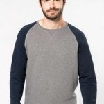 MEN'S TWO-TONE ORGANIC CREW NECK RAGLAN SLEEVE SWEATSHIRT