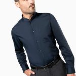 MEN'S LONG-SLEEVED MANDARIN COLLAR SHIRT