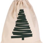 COTTON BAG WITH CHRISTMAS TREE DESIGN AND DRAWCORD CLOSURE