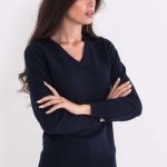 LADIES’ V-NECK FINE GAUGE COTTON PULLOVER