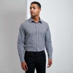 MEN'S LONG SLEEVE GINGHAM COTTON MICROCHECK SHIRT