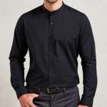 BANDED COLLAR 'GRANDAD' LONG SLEEVE SHIRT