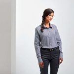 WOMEN'S LONG SLEEVE GINGHAM MICROCHECK SHIRT