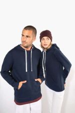 UNISZEX KONTRASZTOS MINTÁJÚ KAPUCNIS PULÓVER - Image 5