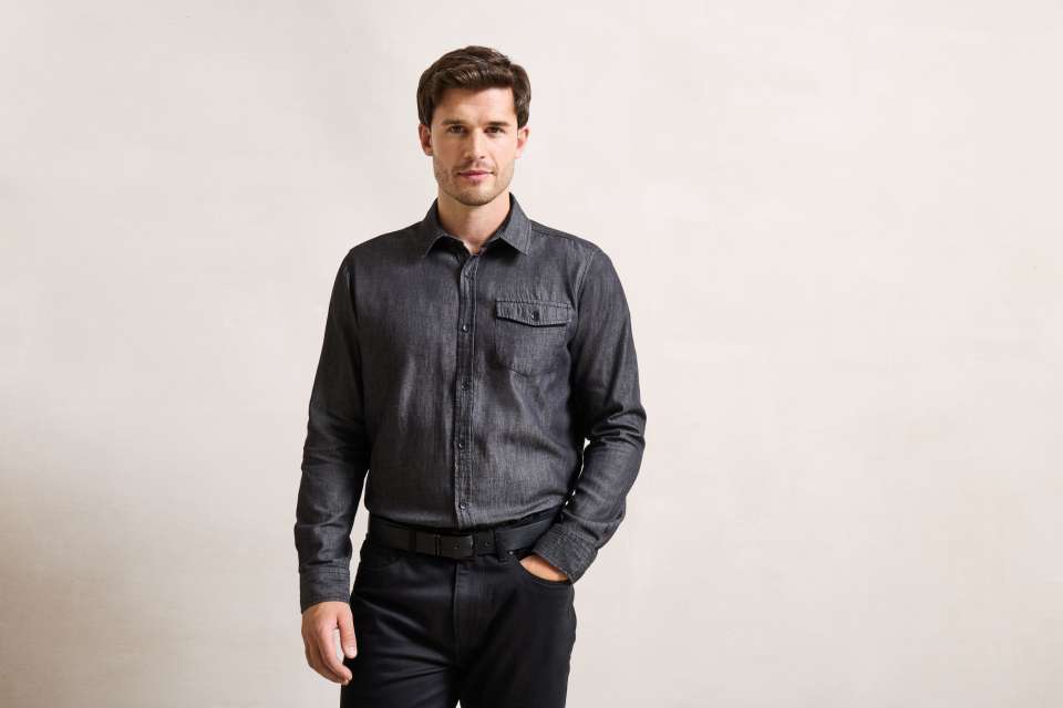 pr222-1 FÉRFI DENIM ING FARMER STÍLUSÚ TŰZÉSSEL - Image 1
